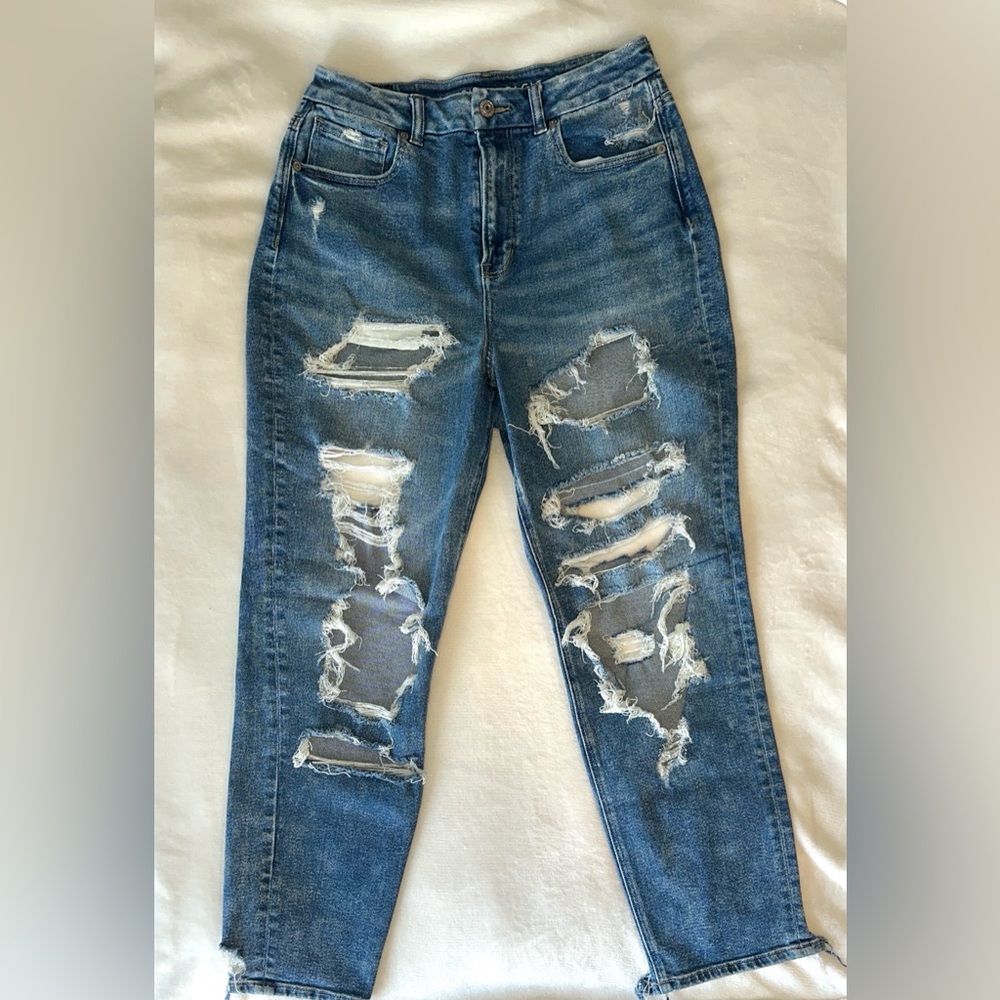 American Eagle Distressed Curvy Mom Jean